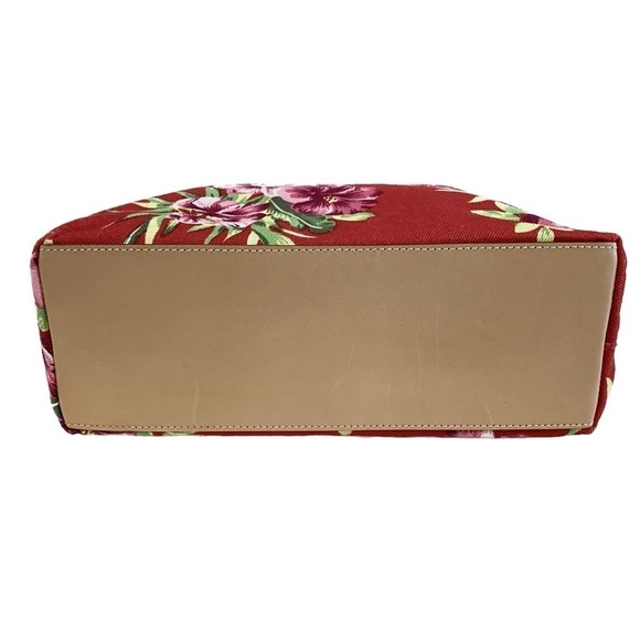 Lauren Ralph Lauren Tropical Floral Canvas Tote Bag Snap Closure 12”x14”x4” - Picture 6 of 11